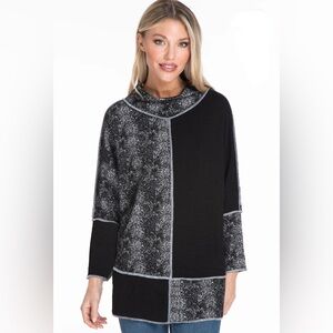 Ali Miles Color Block Knit Tunic - Winter White/Black Plus Size 2X NWT